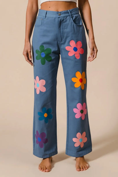 BiBi Floral Print Straight Leg Pants