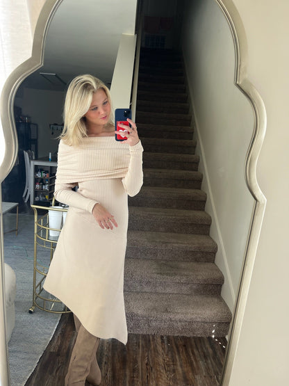 Cowl Dress - Almond