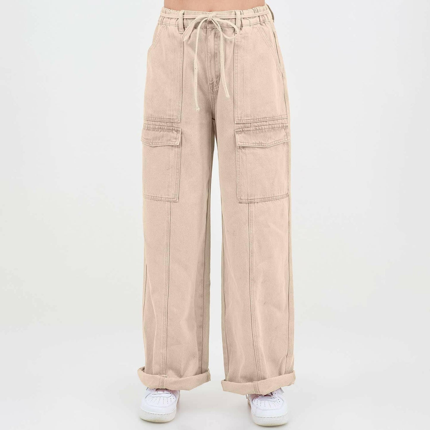Color Washed Straight Wide Leg Pants