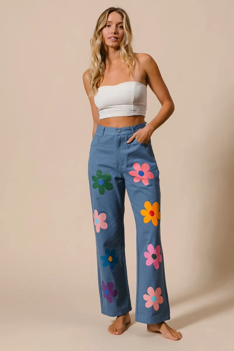 BiBi Floral Print Straight Leg Pants