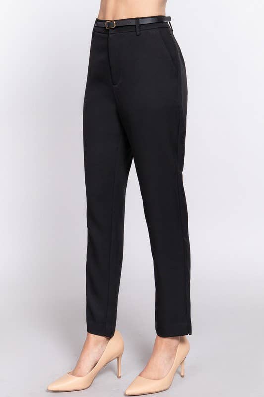 Classic Woven Pants With Belt