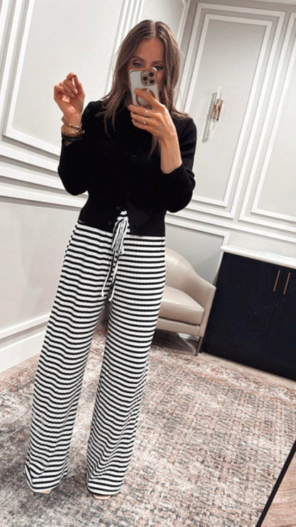 Wide Leg Stripe Tie Pants