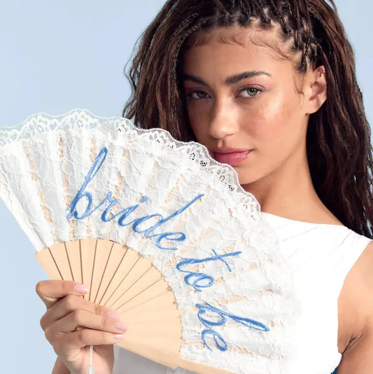 White Lace Bride To Be Folding Fan