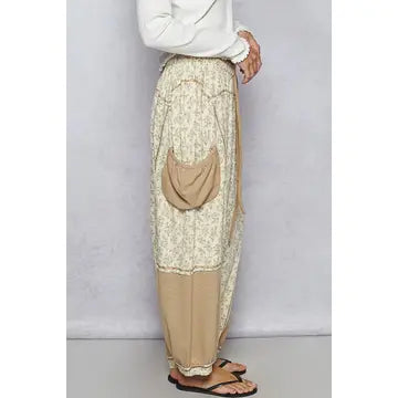 POL Oversized Floral Pattern Printed Knit Pants