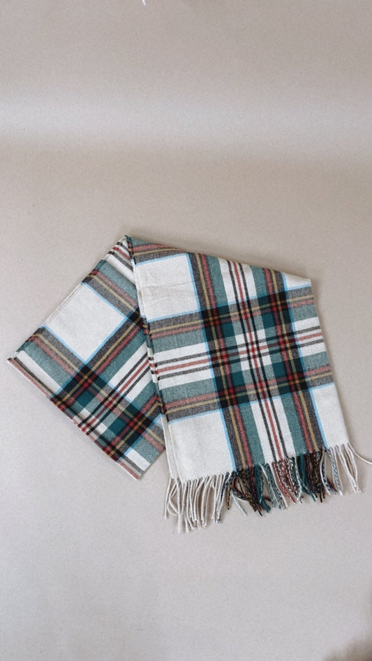 Checkered Pattern Scarf, Beige