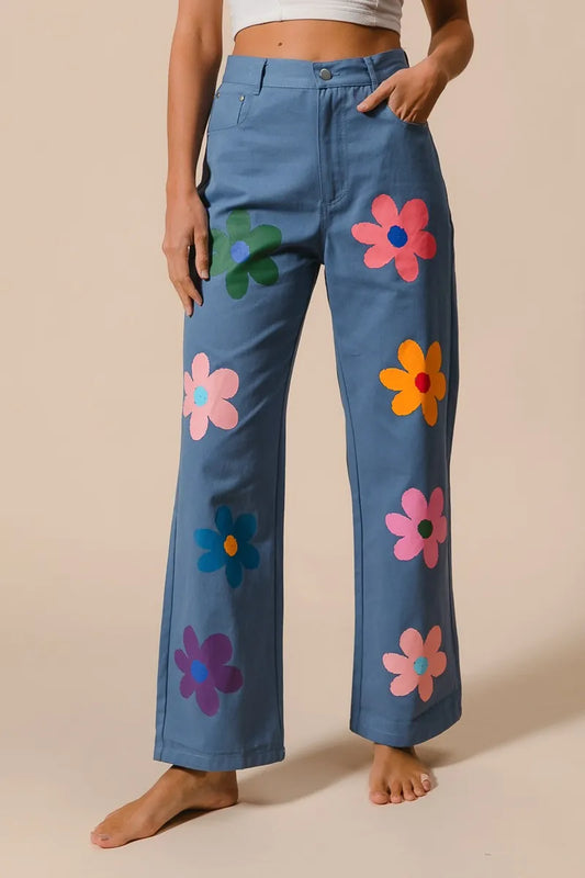 BiBi Floral Print Straight Leg Pants