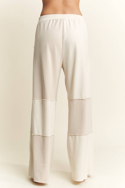 Mineral Wash Color Block Wide-leg Lounge Pants