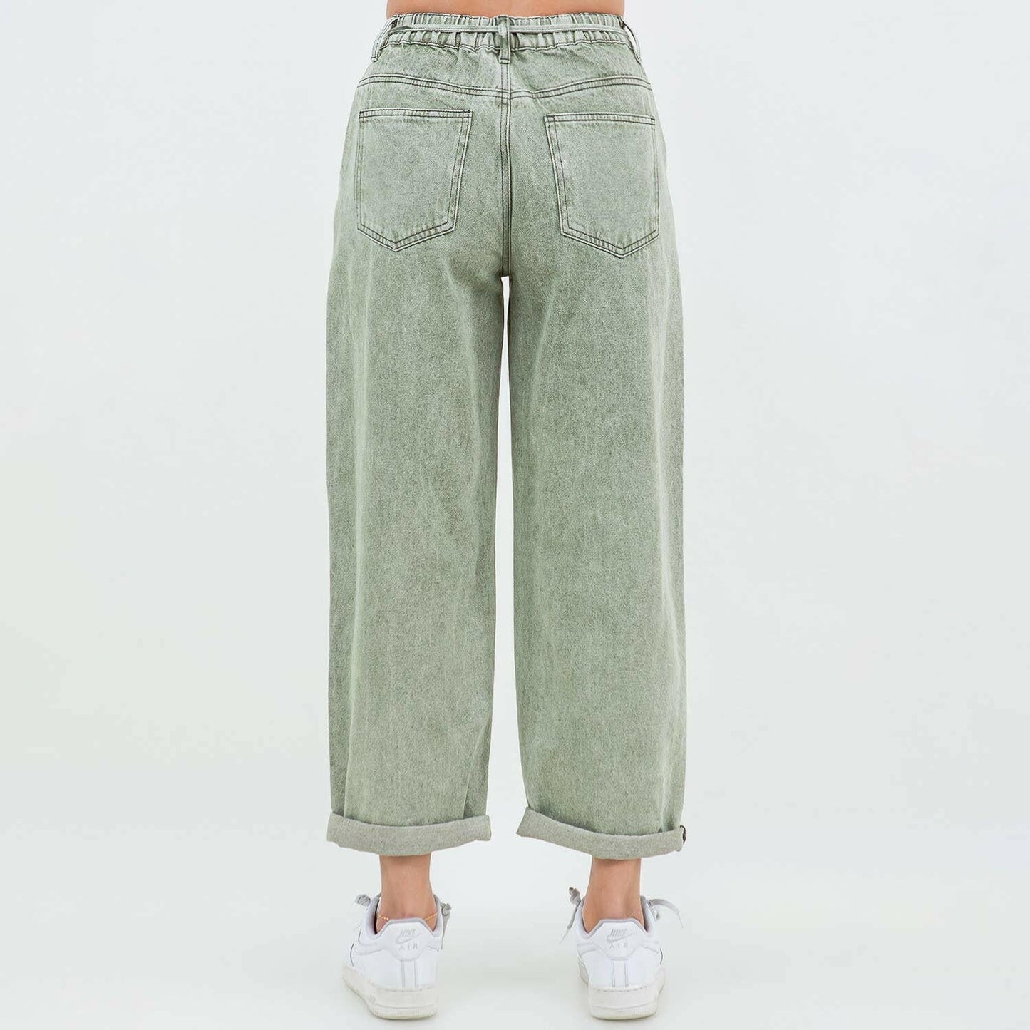 Color Washed Barrel Fit Pants