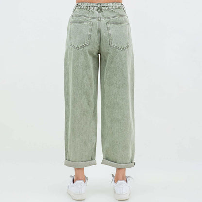 Color Washed Barrel Fit Pants