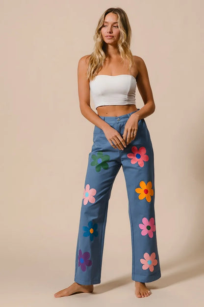 BiBi Floral Print Straight Leg Pants