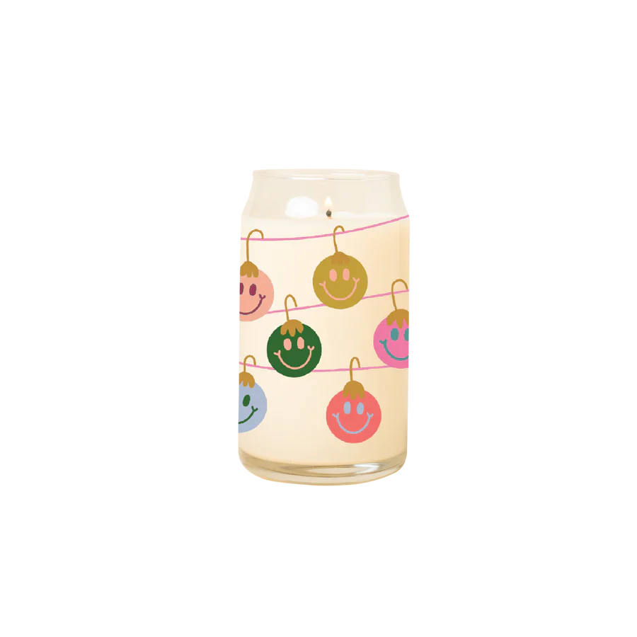 Smiley Ornaments Beer Can Glass Candle