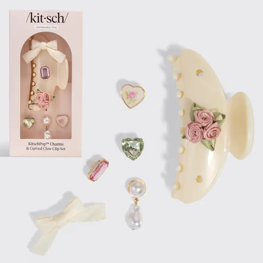 Vintage Pearl Cream Claw Clip Set