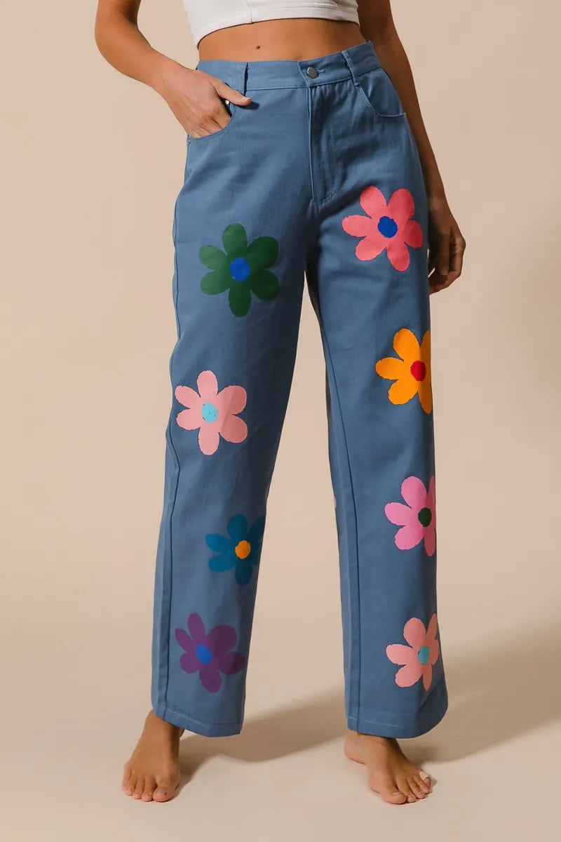 BiBi Floral Print Straight Leg Pants