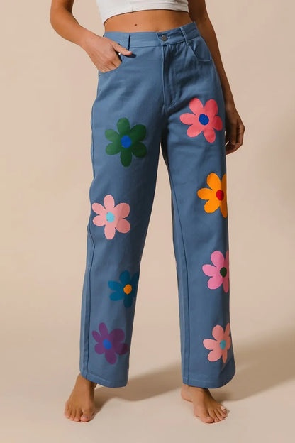 BiBi Floral Print Straight Leg Pants
