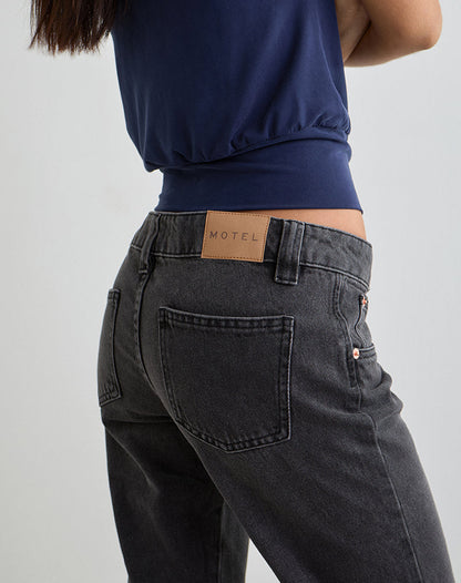 Bell Bottom Low Rise Flare Jeans in Vintage Black