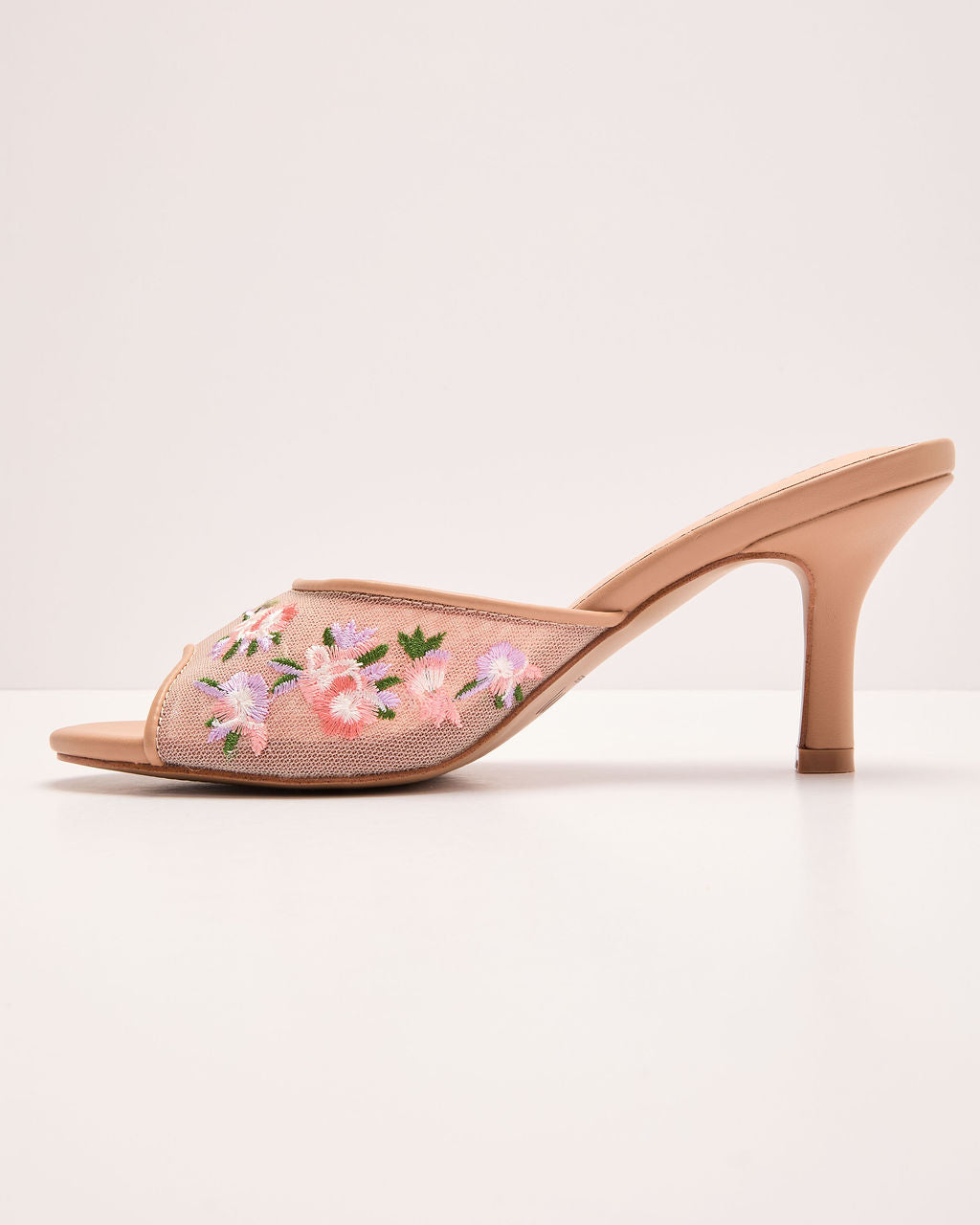 Evelora Floral Mesh Heel Mules