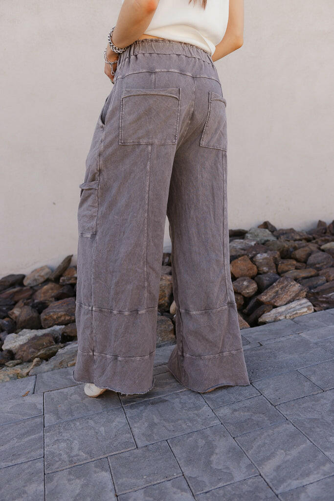 Seaside Breeze Mineral Wash Wide Leg Cropped Pants