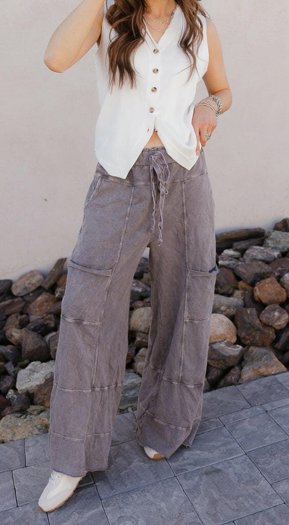 Seaside Breeze Mineral Wash Wide Leg Cropped Pants