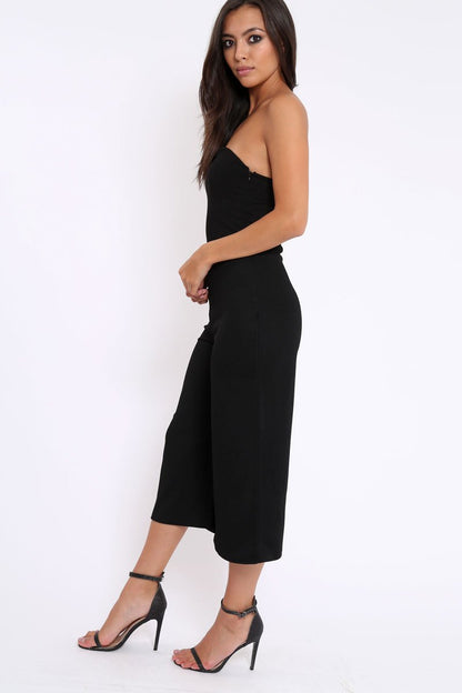 Black Bandeau Cropped Culotte Jumpsuit - Jamilia