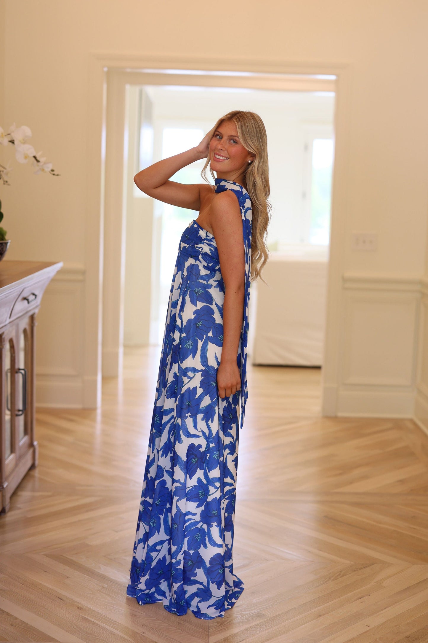 Cooper Scarf Gown - Blue Florist