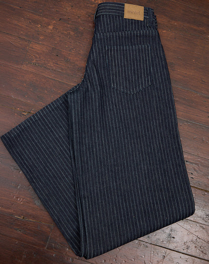Low Rise Roomy Jeans in Stripe Indigo