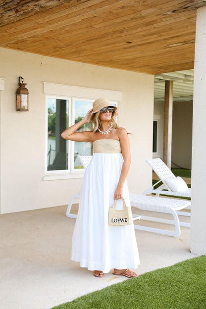 Dockside Maxi Dress - White Voile with Twisted Rope