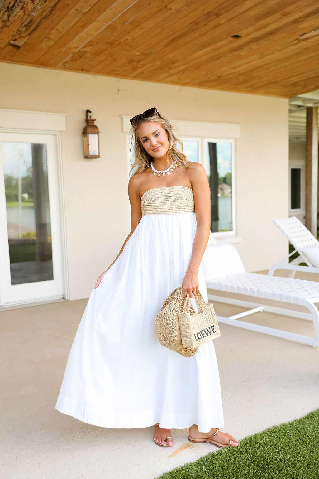 Dockside Maxi Dress - White Voile with Twisted Rope