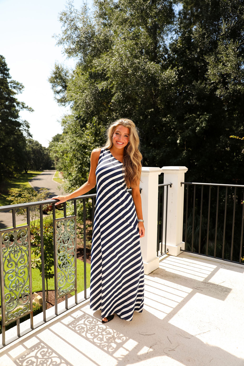 Lenora Dress - Navy Stripe
