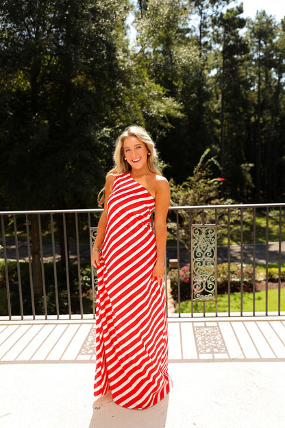 Lenora Dress - Red Stripe