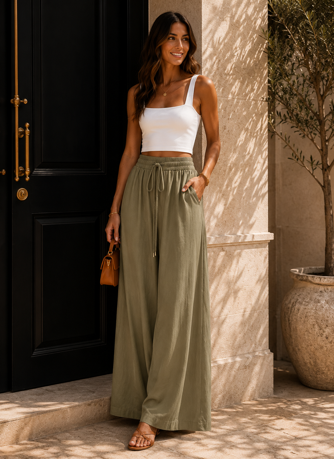 Coastline Tie Waist Palazzo Pants