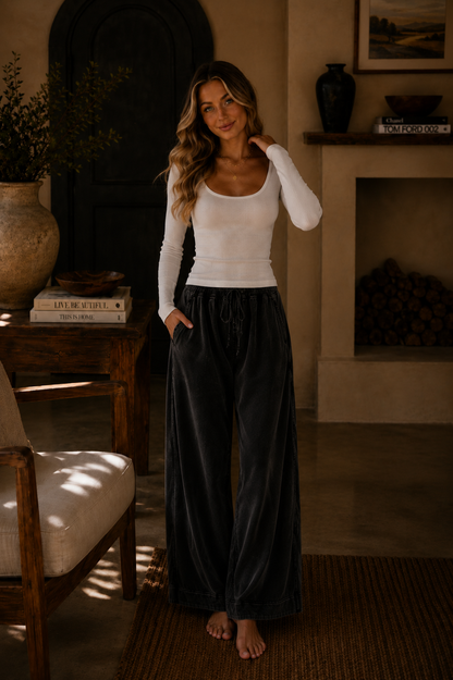 Vintage Wash Wide Leg Lounge Pants
