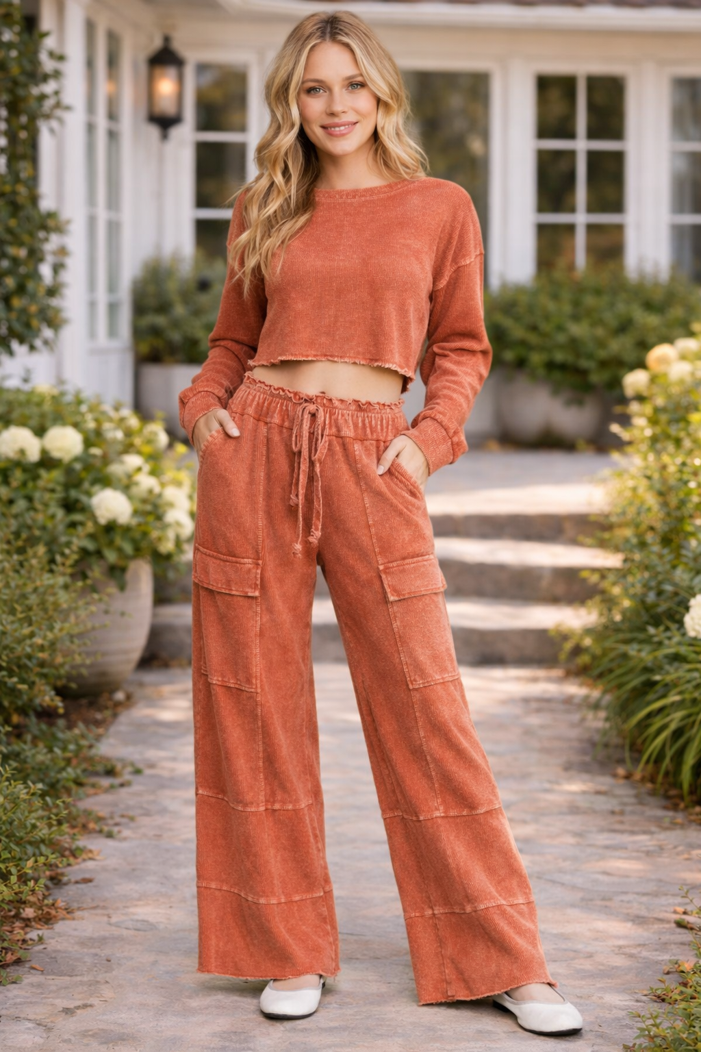 BEST Mineral Wash Wide Leg Cropped Pants