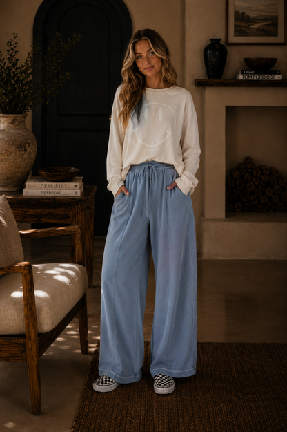 Vintage Wash Wide Leg Lounge Pants
