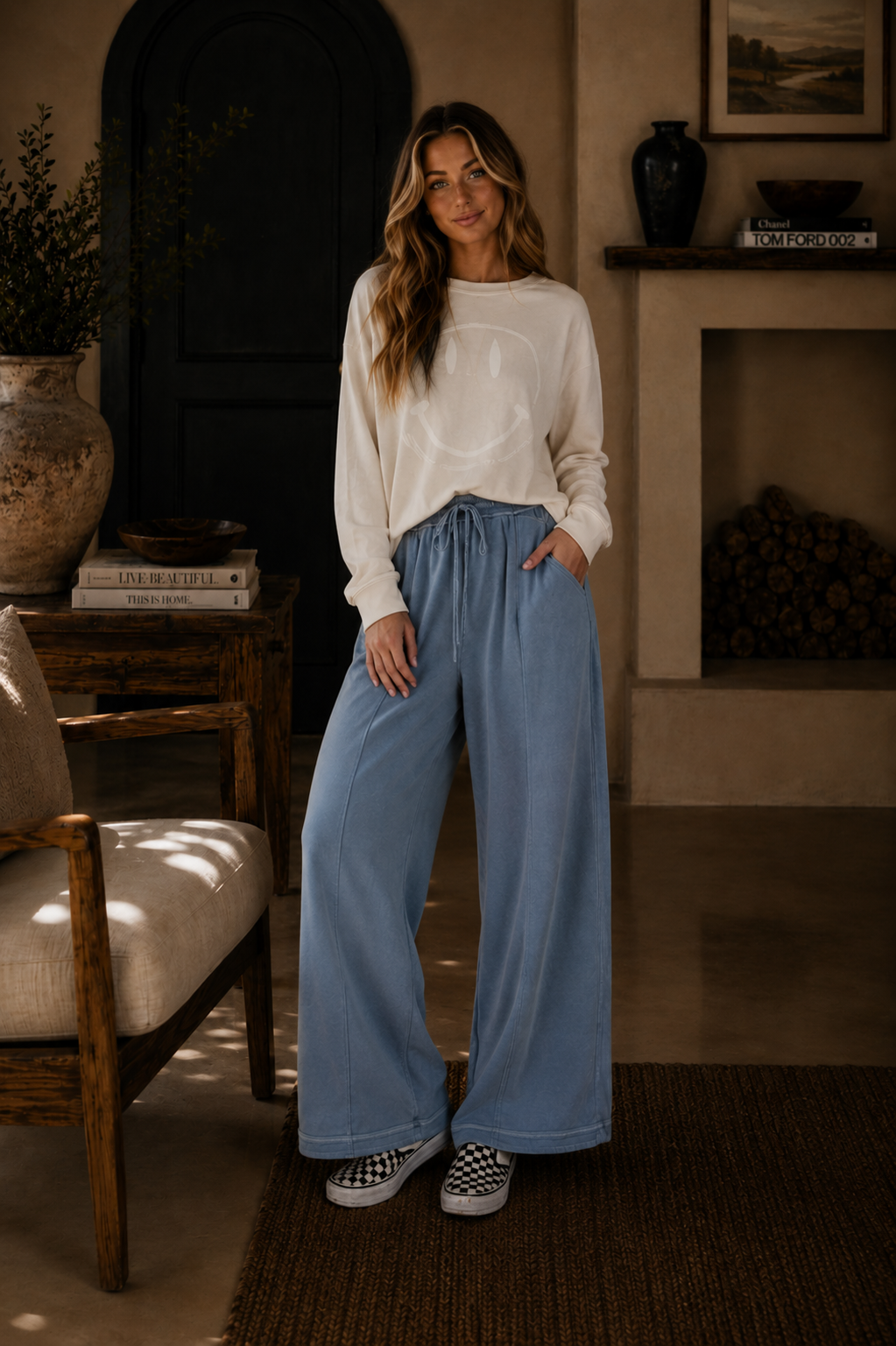 Vintage Wash Wide Leg Lounge Pants