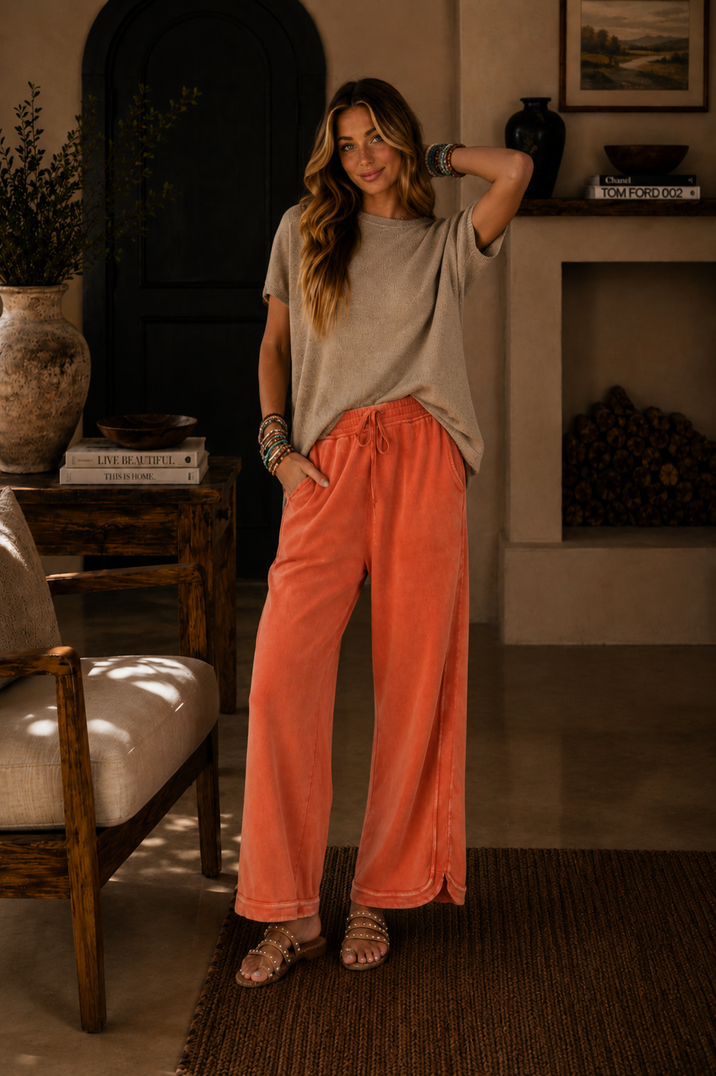 Vintage Wash Wide Leg Lounge Pants