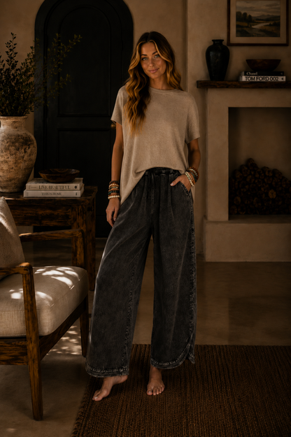 Vintage Wash Wide Leg Lounge Pants