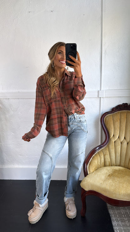 Campfire Cozy Flannel, Rust