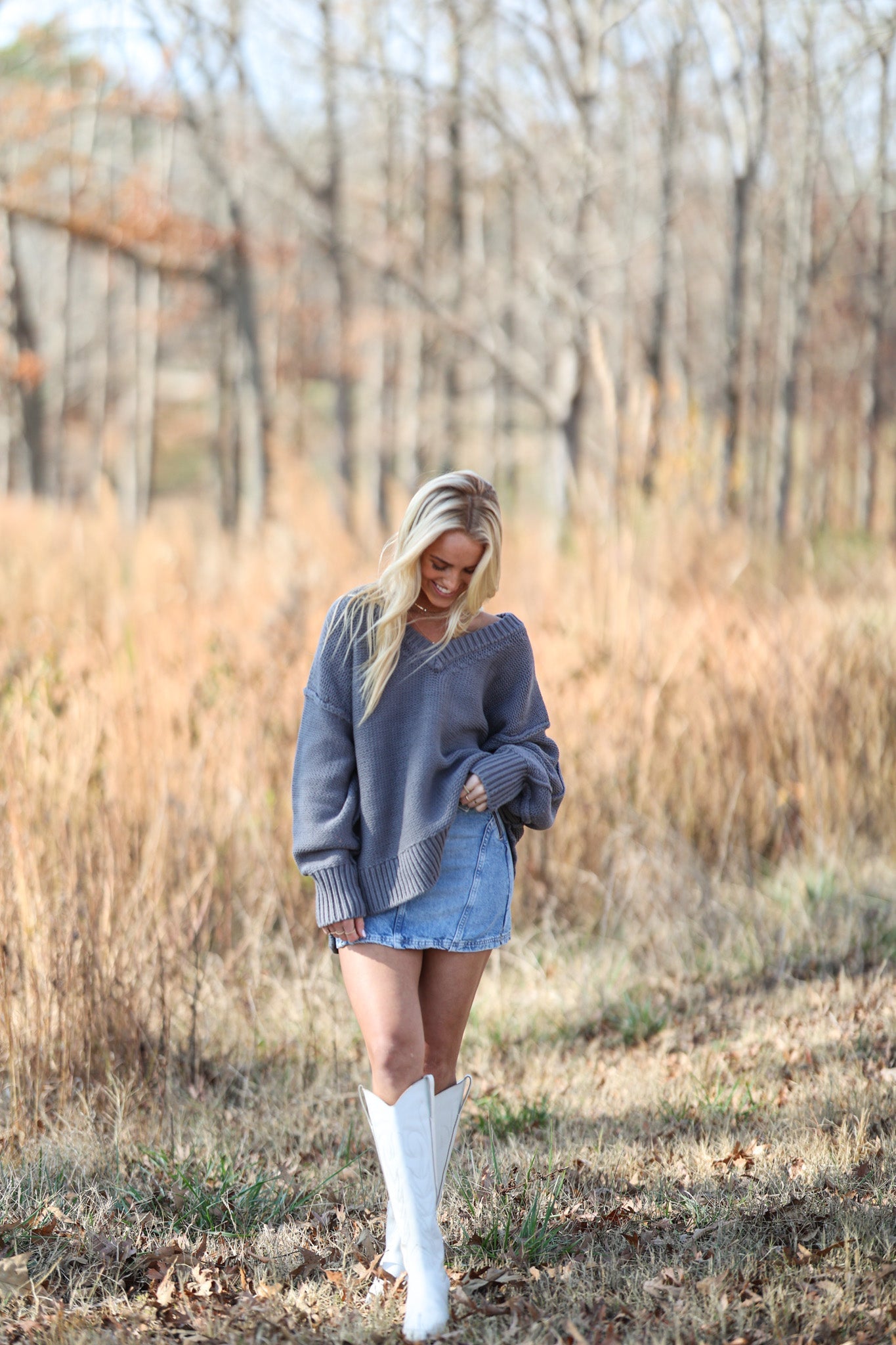 Alli V Neck Sweater - Titan FREE PEOPLE