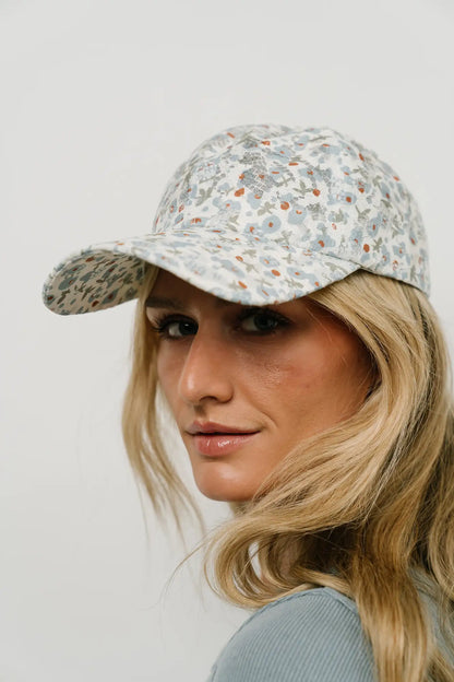 Floral Baseball Cap in Blue