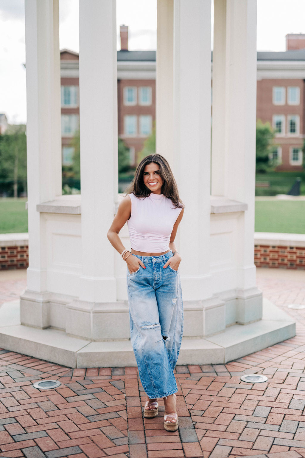 Good Luck Mid-Rise Barrel Jeans - Barnyard Blue FREE PEOPLE