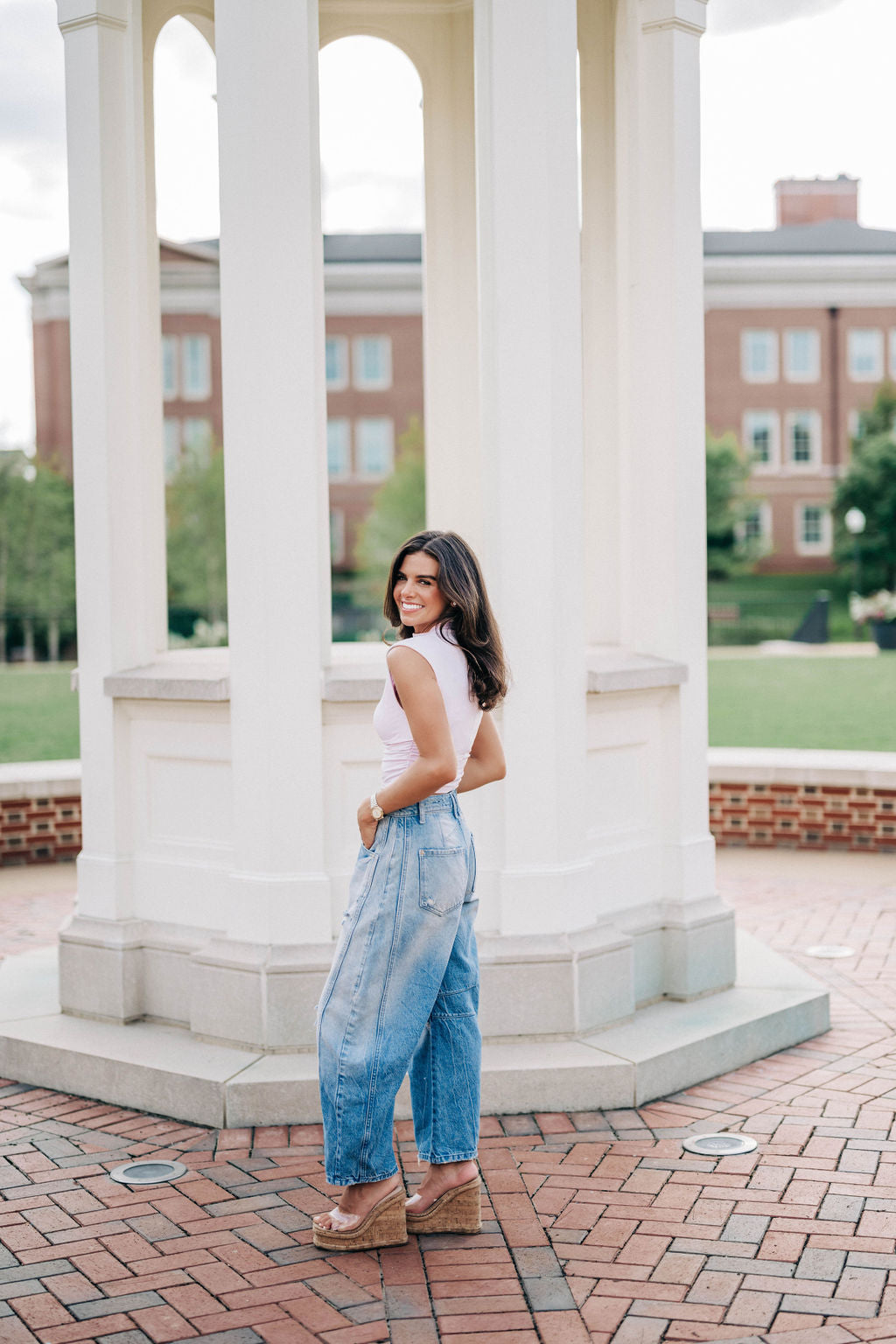 Good Luck Mid-Rise Barrel Jeans - Barnyard Blue FREE PEOPLE
