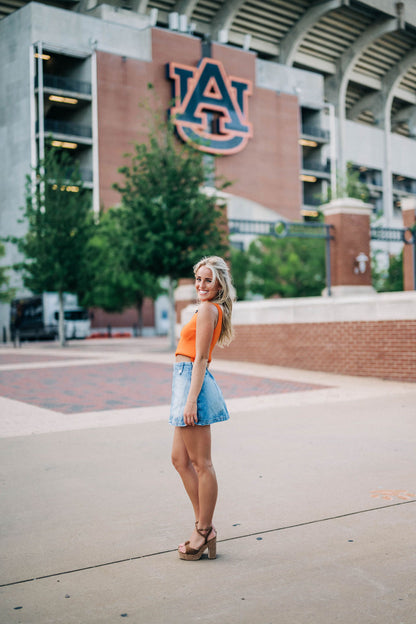 Game Time Sleeveless Sweater - Orange