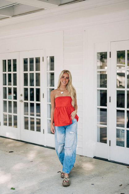 Good Luck Mid-Rise Barrel Jeans - Barnyard Blue FREE PEOPLE