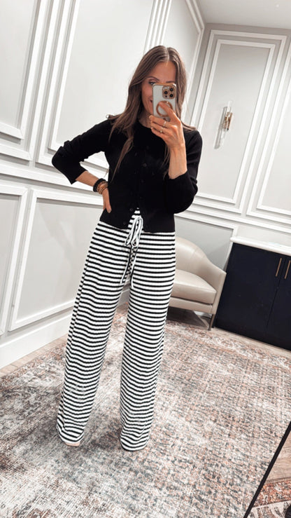 Wide Leg Stripe Tie Pants