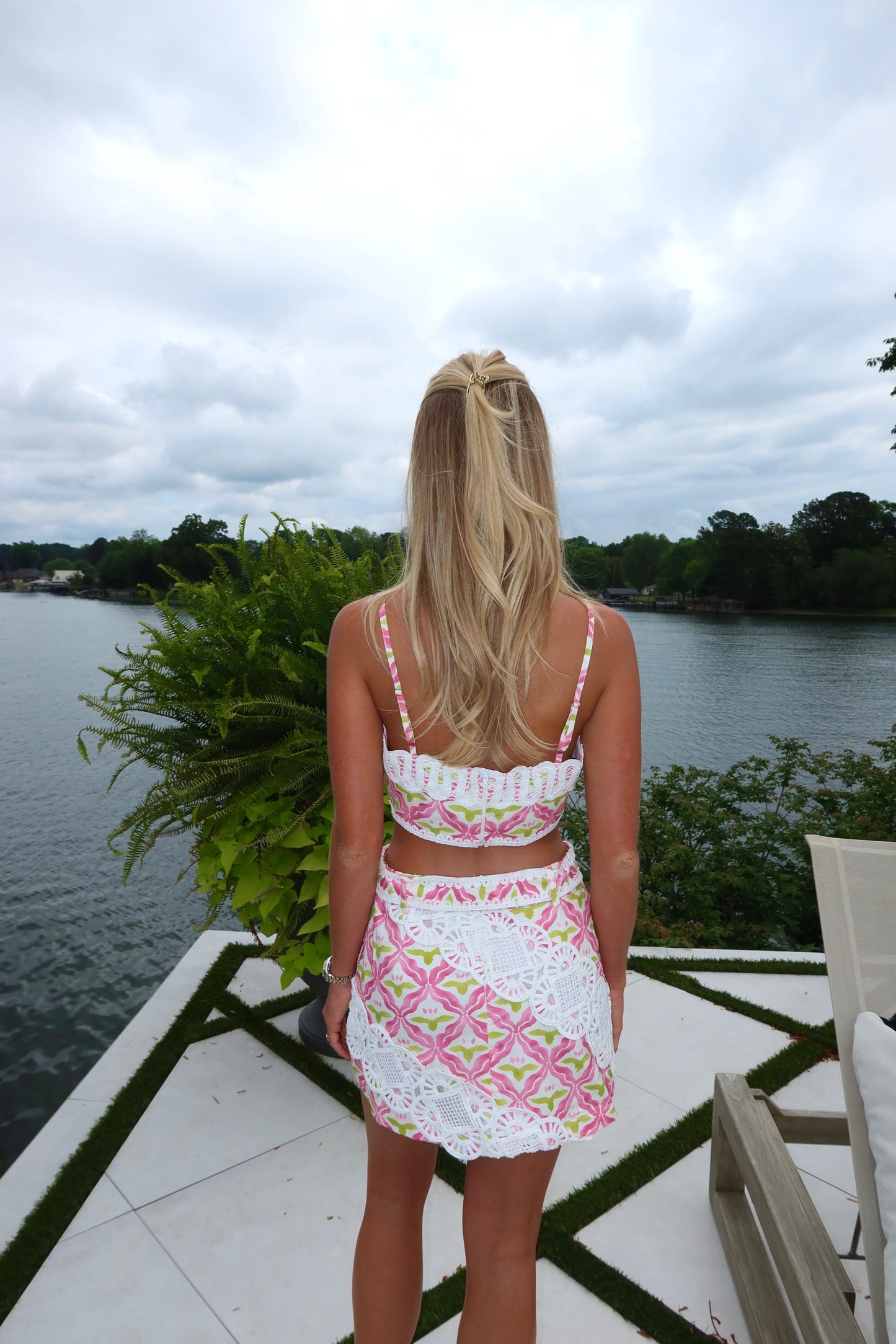 Capri Top - Palm Lattice Pink