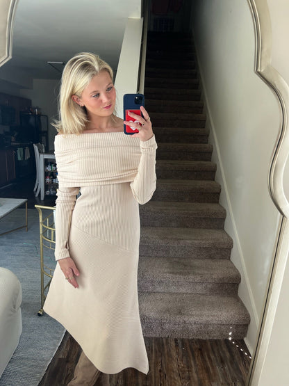 Cowl Dress - Almond