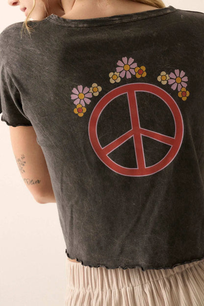 Made With Love Floral Peace Sign Graphic Baby Tee