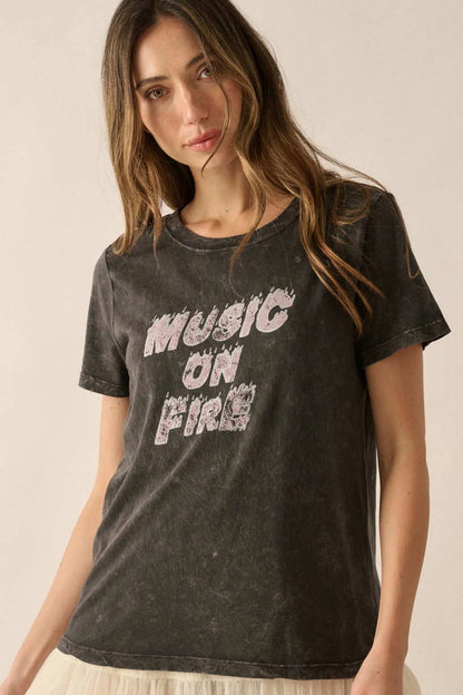 Music on Fire Vintage-Wash Graphic Tee