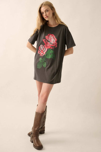 Still a Rose Oversize Vintage-Print Graphic Tee