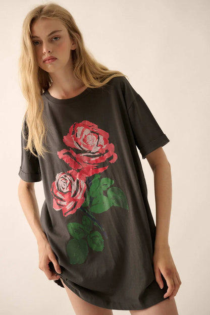 Still a Rose Oversize Vintage-Print Graphic Tee